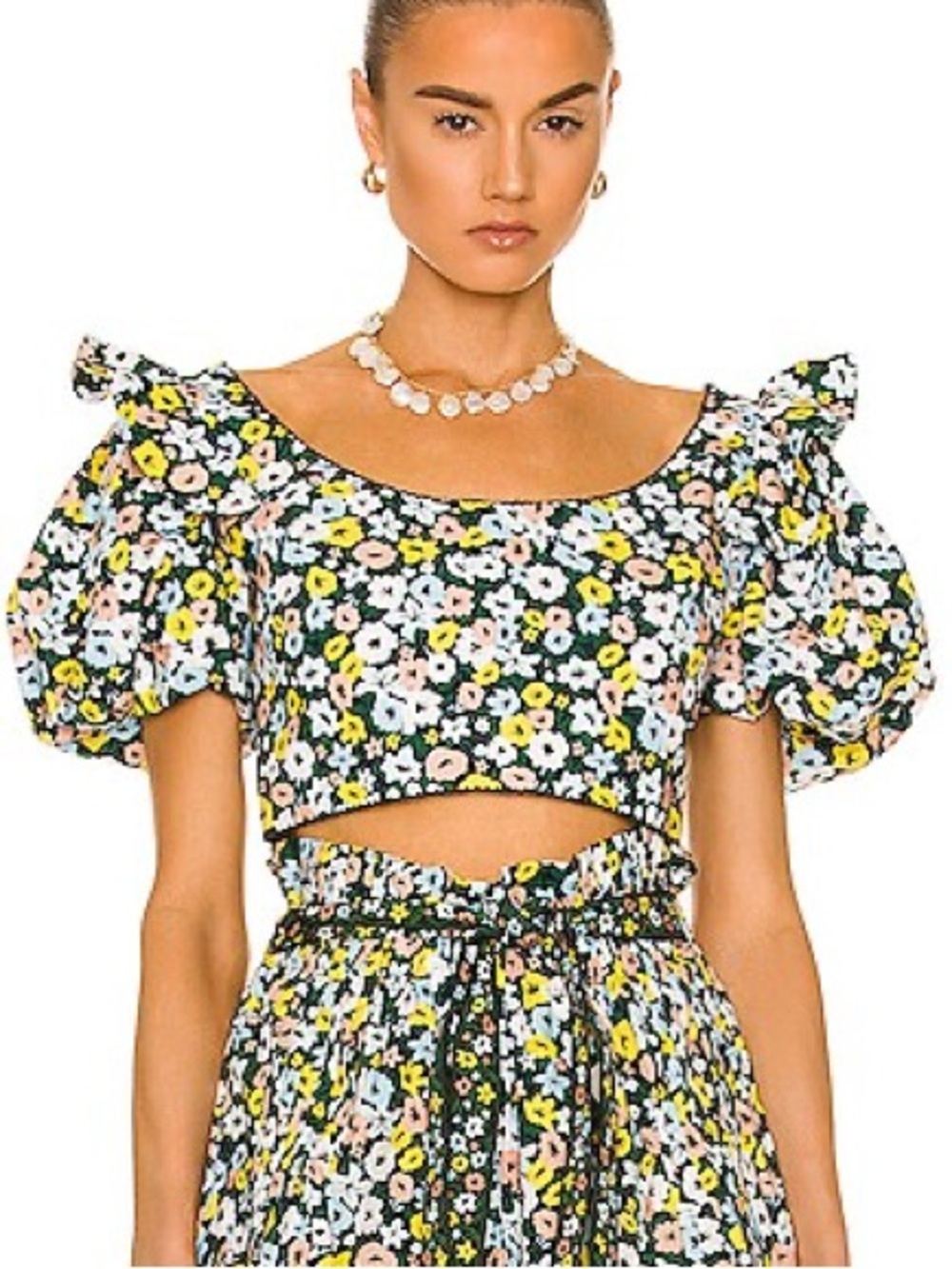 Agua by Agua Bendita Nova Floral Crop Top in Celeste XS